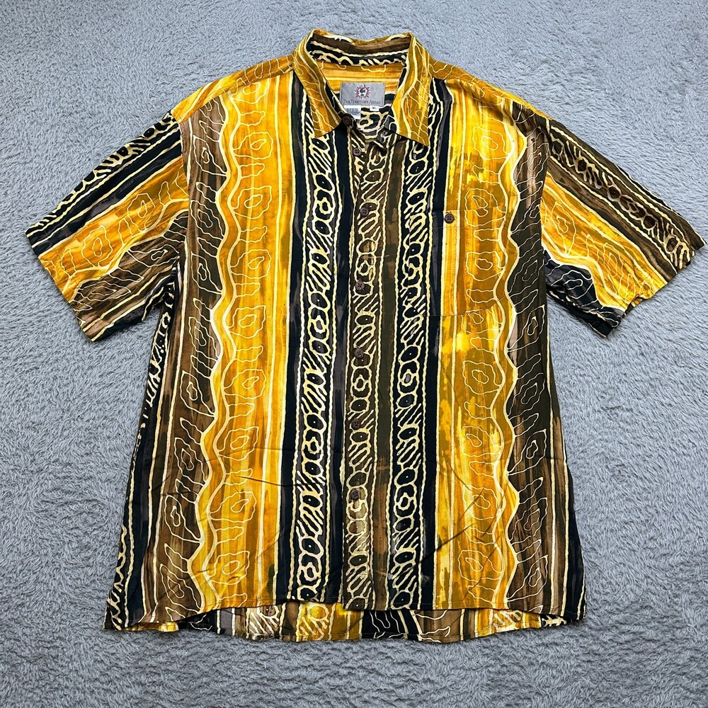The Territory Ahead Shirt Mens XL Button Up Animal Print Safari Rayon